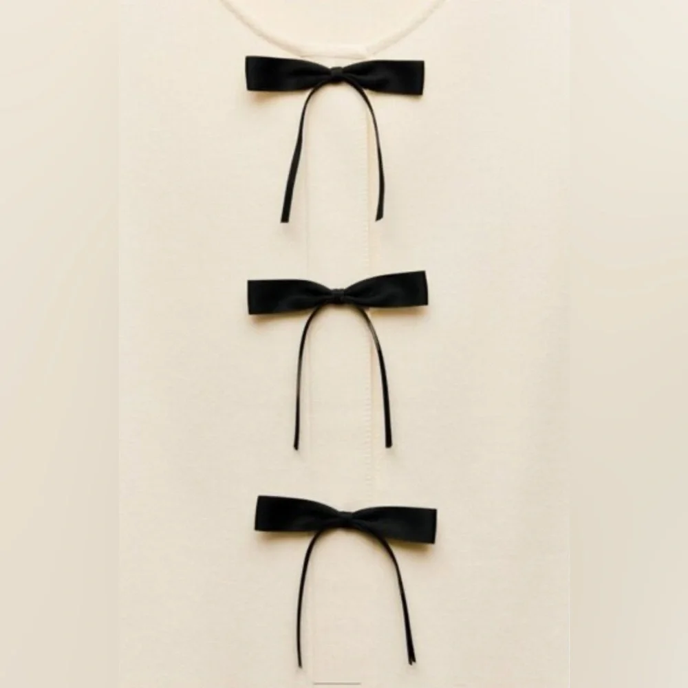 NWT ZARA KNIT MINI DRESS WITH CONTRASTING BOWS, SIZE L - Picture 5 of 14